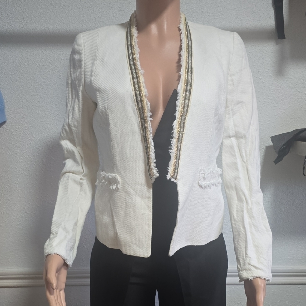 Anne Klein White Blazer with Gold Trim